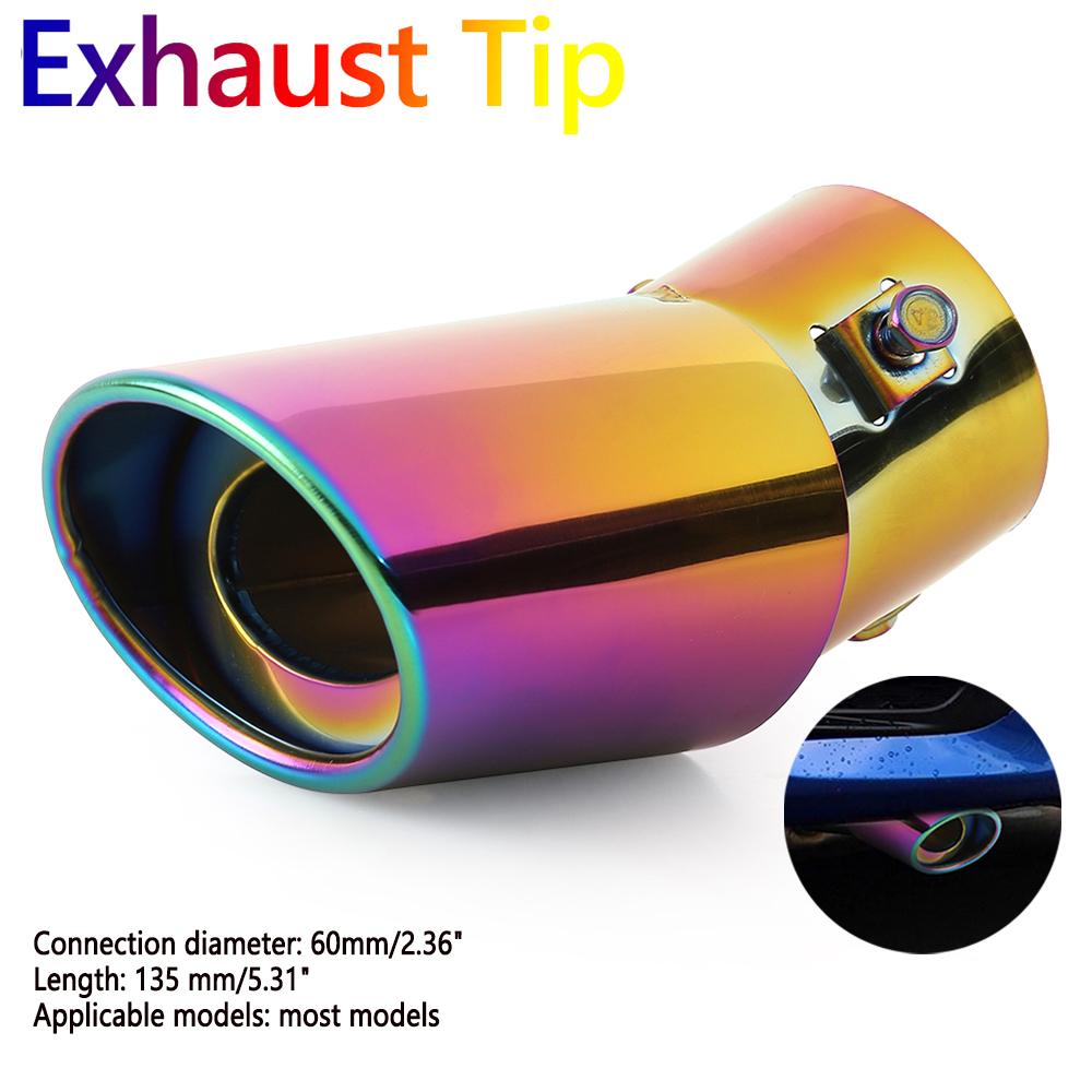 

Двойной выпускной патрубок для выхлопной трубы автомобиля из нержавеющей стали, наклонный завальцованный край, универсальный черный серебристый автомобильный глушитель