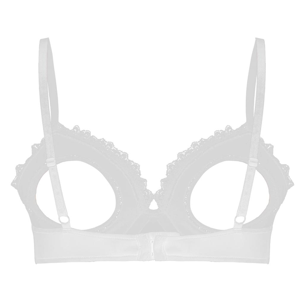 Damen Spitze BH Cutout Gepolstert Bügel Verstellbare Träger Ausgeschnittenes Design Brassiere Unterwäsche