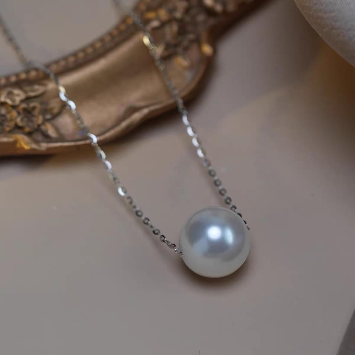 S925 Sterling Silver Pearl Necklace: Elegant and Versatile Clavicle Chain with Shell Pearl 925 Silver белого золота