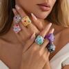 Trendy Minimalist Colored Resin Ring With Vintage Bright Diamonds Irregular Personality Geometric Rings Jewelry Accessories Gift