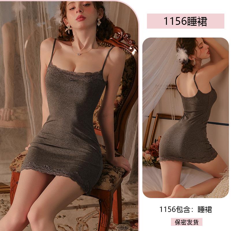 

Сексуальные красотки ночная сорочка на подтяжках чисто эротичное кружево соблазнение облегающее бедро униформа безразмерная пижама 1156 L серый