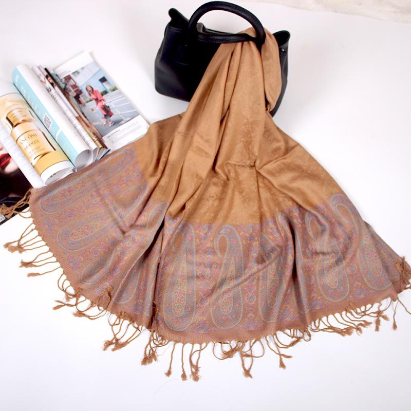 Ethnic Style Cashew Scarf Air Conditioner Large Shawl Scarf Dual-Purpose Jacquard Fringed Spring And Summer Long Cotton Scarf Women