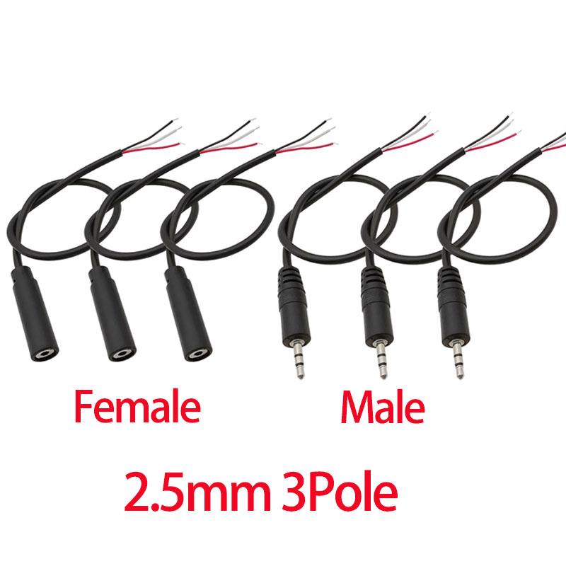 3Set 25/30cm 2.5mm 3.5MM 2/3/4 Core 2pole 3pole 4pole Mono Stereo Male Female Audio Extension Cable Headset Aux Connector