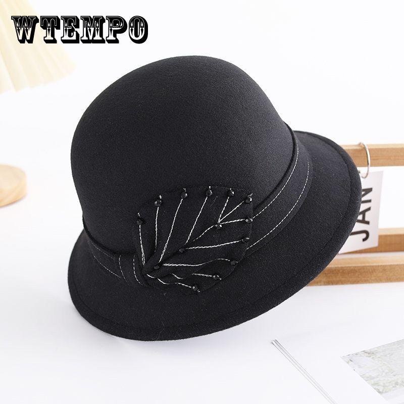 Autumn and Winter Fashion Hat Women's Woolen Top Hat Women's Bucket Hat Basin Hat Trendy British