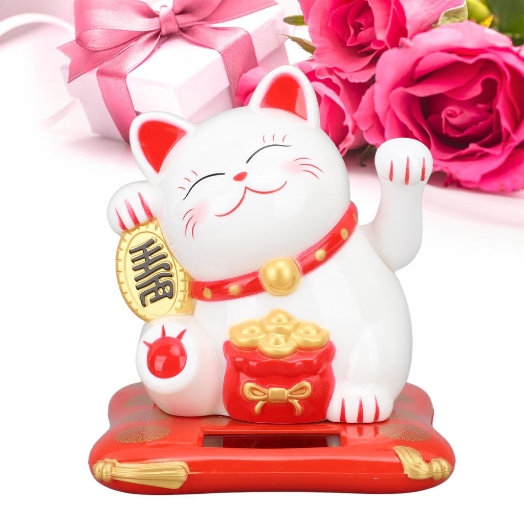 3.5in Fortune Cat Solar Powered Waving Cat Display Decoration for Desktop Home Entrance Car