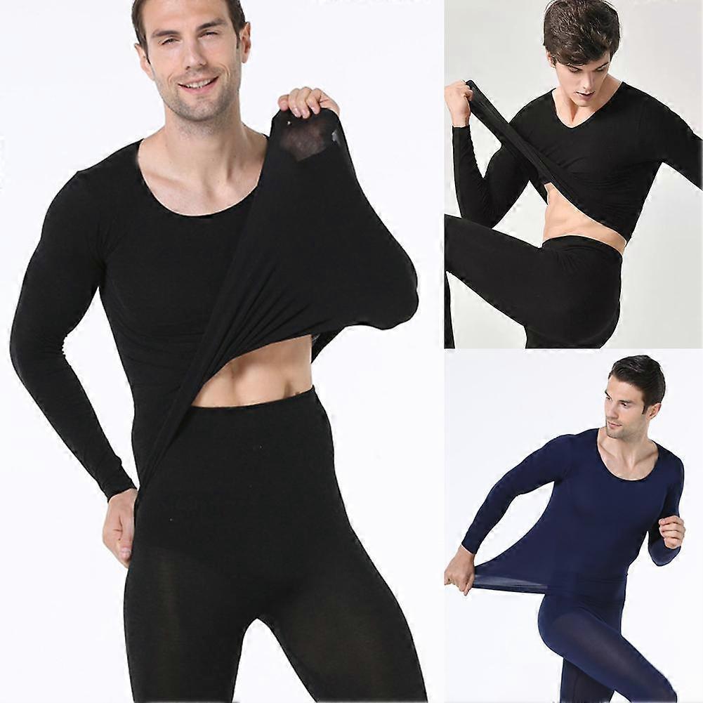 Men's Plush Thermal Innerwear & Underwear Set Clothes Cotton Tops and Pants Set