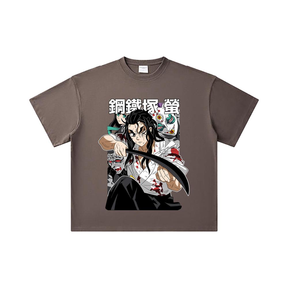 260 GSM Double Yarn 32 Count 100% Cotton Demon Slayer V27 Haganezuka Print Unisex Heavy Cotton T Shirt