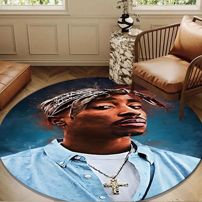 Rap Legend In Blue Round Rug for Livingroom,Bedroom, Palyroom, Chair Rug, Area Rug, Circle Carpet, Large Size Fan Christmas Gift