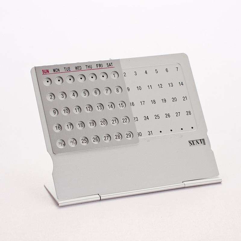 Perpetual Aluminum Ultra Thin Desk Calendar Bilingual English Chinese Custom Engravable Office Desktop Advertising Business Gift
