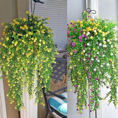 Artificial Eucalyptus Camellia Vine with Money Leaf Rose Wall Hanging Wedding Decoration for Home Gardening