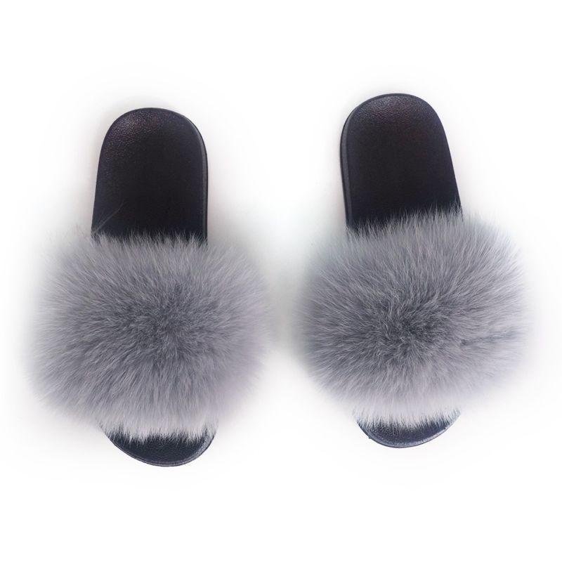 Elegant And Comfortable Women's Girls' Fur Slides With Soft Fuzzy Furry Slippers