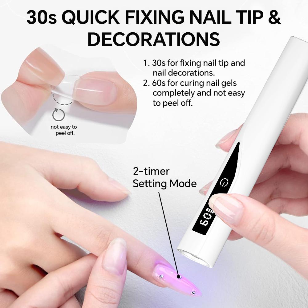 Mini Handheld UV Light for Gel Nails with Adjustable Stand,Portable Rechargeable Nail Lamps with Timer & Display for Fast Drying