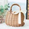 Rattan-Blumenkorb-Handtasche geflochtener Gemüsekorb Stofffutter Weidengeflecht Damen-Tasche im gleichen Stil Sommer Bambus-Rattan-Kunst