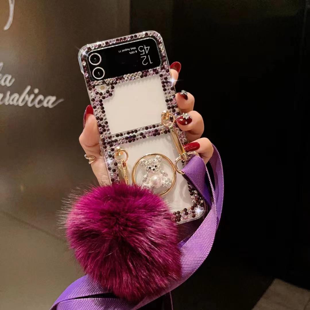 

Роскошный чехол-подвеска с бриллиантами для Samsung Z Flip 3 Z Flip 5 Z Fold 4 S23 S22 S21 Ultra S10 S9 A54 A13 A23 A33 A53 A52 A14 A54/Redmi 10 9 9A 9T iphone 14plus фиолетовый