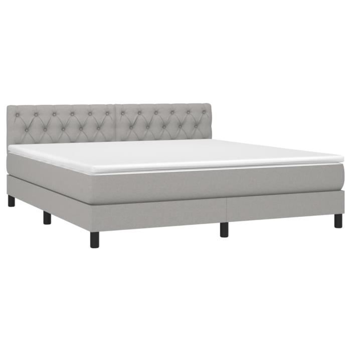 3140305 vidaXL Lit à sommier tapissier avec matelas Gris clair 160x200cm Tissu