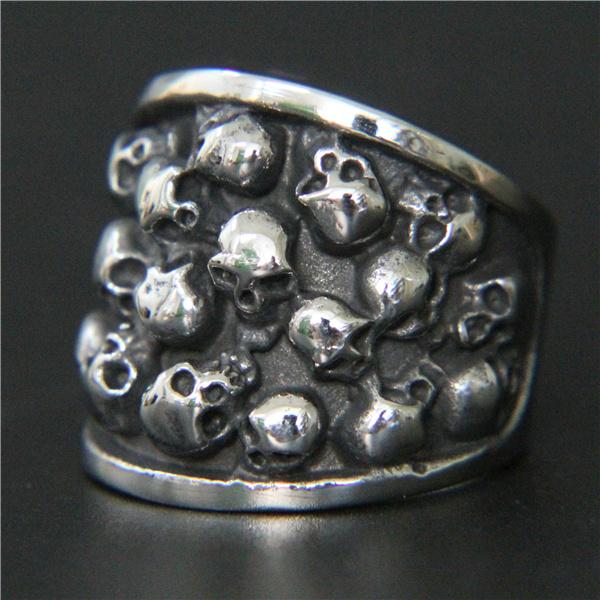 New Design Cool Skull Ring 316L Stainless Steel Hot Mens Ring Fashion Punk Band Party Skeleton Biker Ring 7