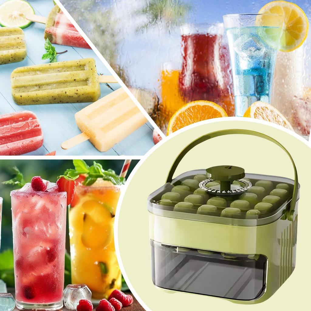 Press Ice Cubes Tray 25 Grid Ice Block Mold Tray Cube Maker Home Refrigerator Drawer Ice Bucket Food Grade Kitchen Gadget