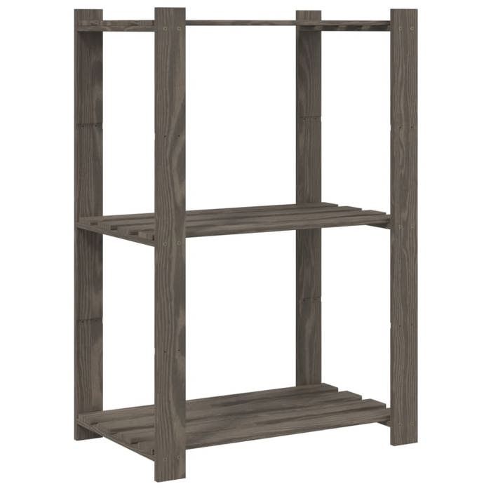 VidaXL Support de rangement à 3 niveaux gris 60x38x90 cm bois de pin 373387