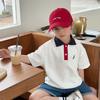Boys' Cartoon White Polo Shirt - Short-Sleeved Summer Top with Lapel for a Handsome Look, Perfect for Graduation Photos
