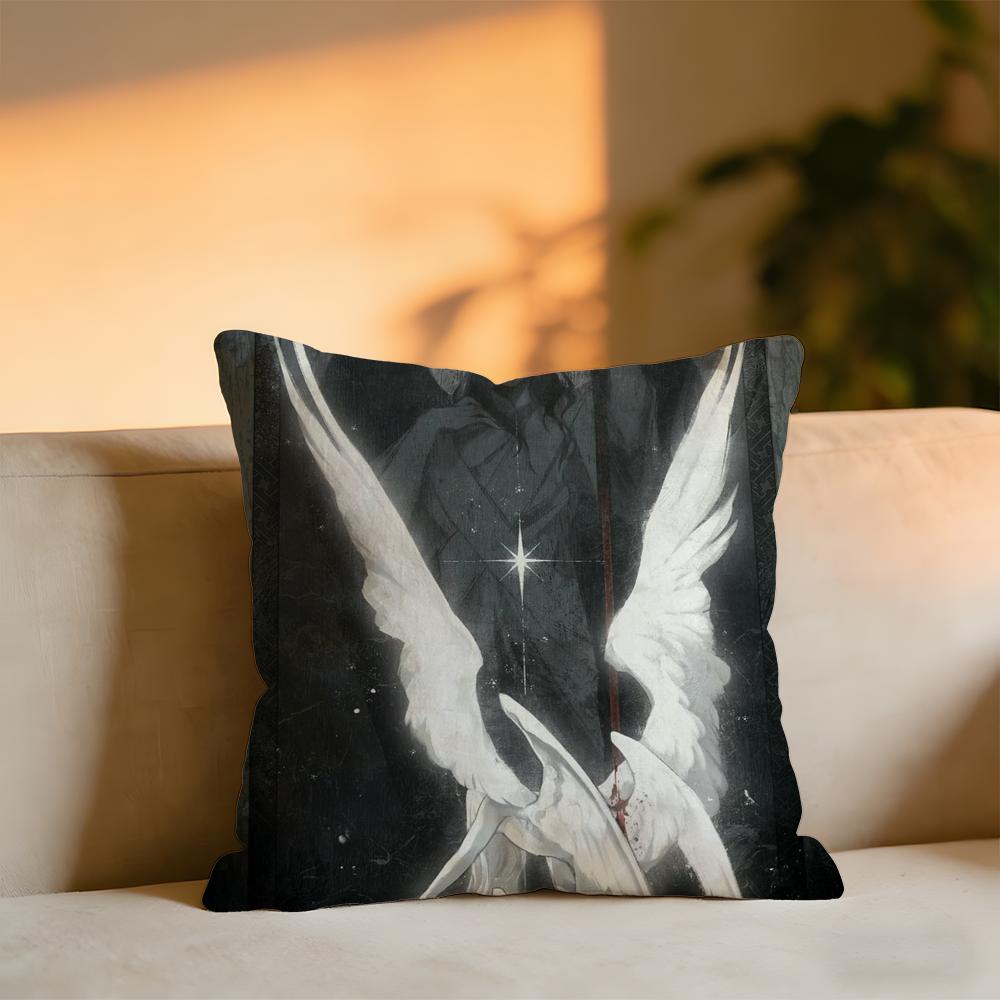Angels And Demons Cushion Cover Cozy Velvet Throw PillowSoft Warm Cushion For Sofa Bed