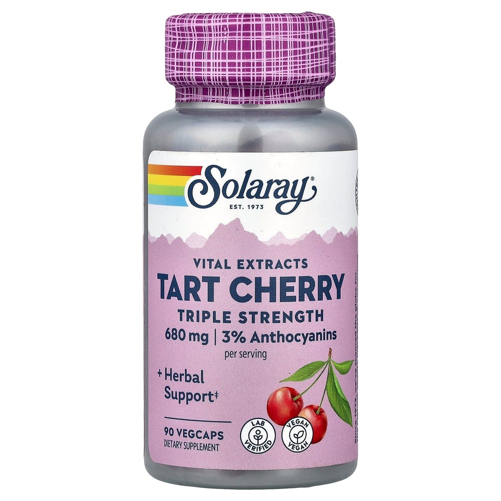 Solaray Triple Strength Tart Cherry Essential Extract 680mg Vegetarian Capsules, 90 Count