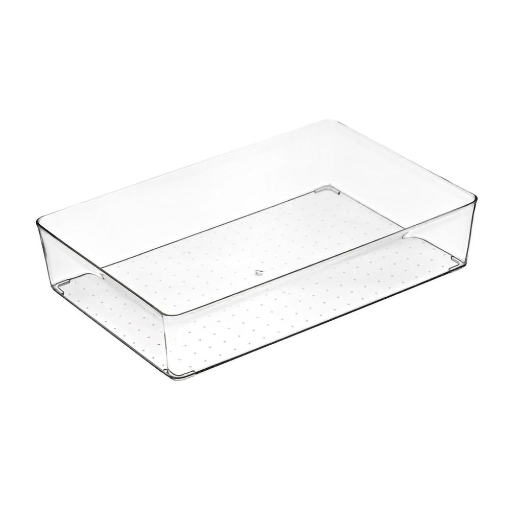 Drawer Storage Trays Durable Transparent Plastic Drawer Storage Divid Box for Kitchen Medium Square