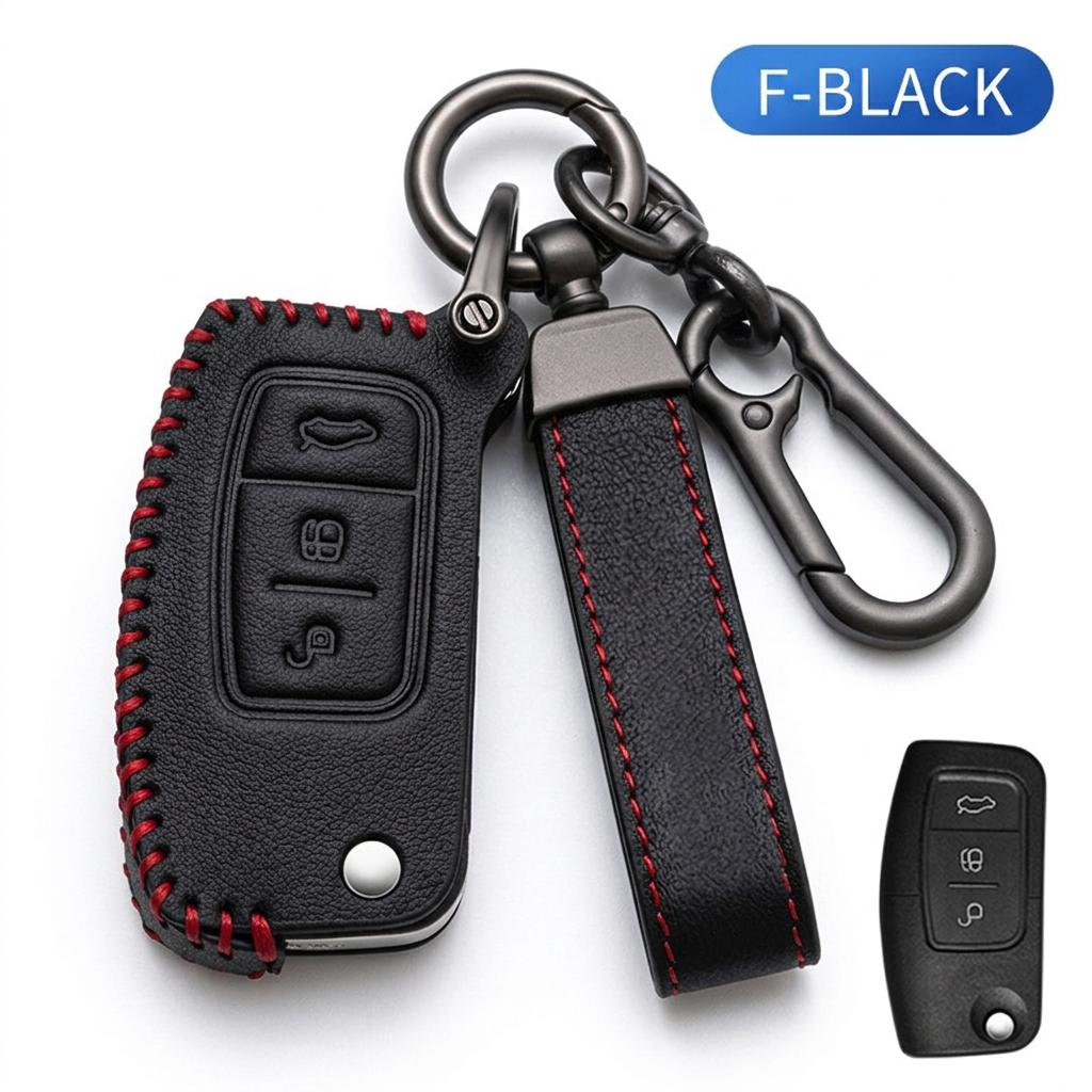 Leather Key Case For Ford Focus Fiesta Mondeo Kuga Escape Edge Explorer F150 Mustang Ranger Bronco Ecosport Key Fob Cover Shell