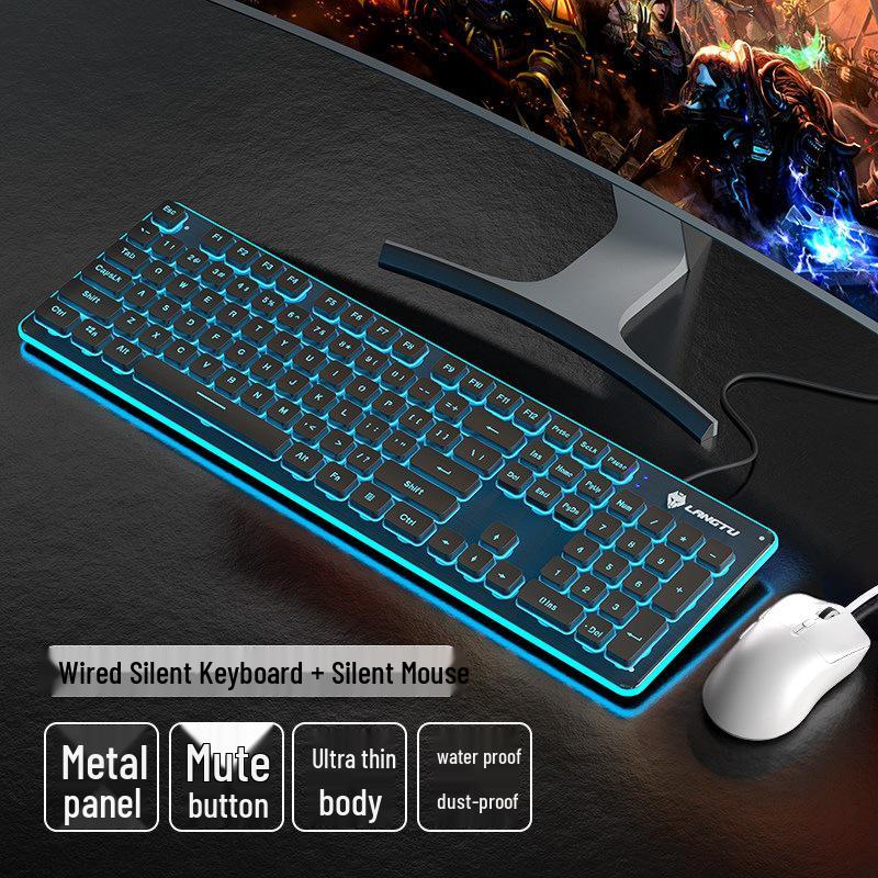 Wolfwalker Silent Wireless Keyboard & Mouse Set - Wired for Comfortable Typing & Gaming, Ideal for Office Use.