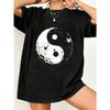 Oversized T Shirt Black Yin Yang Print Casual Wear For Women Streetwear Fashion Trendy Top Summer Outfit