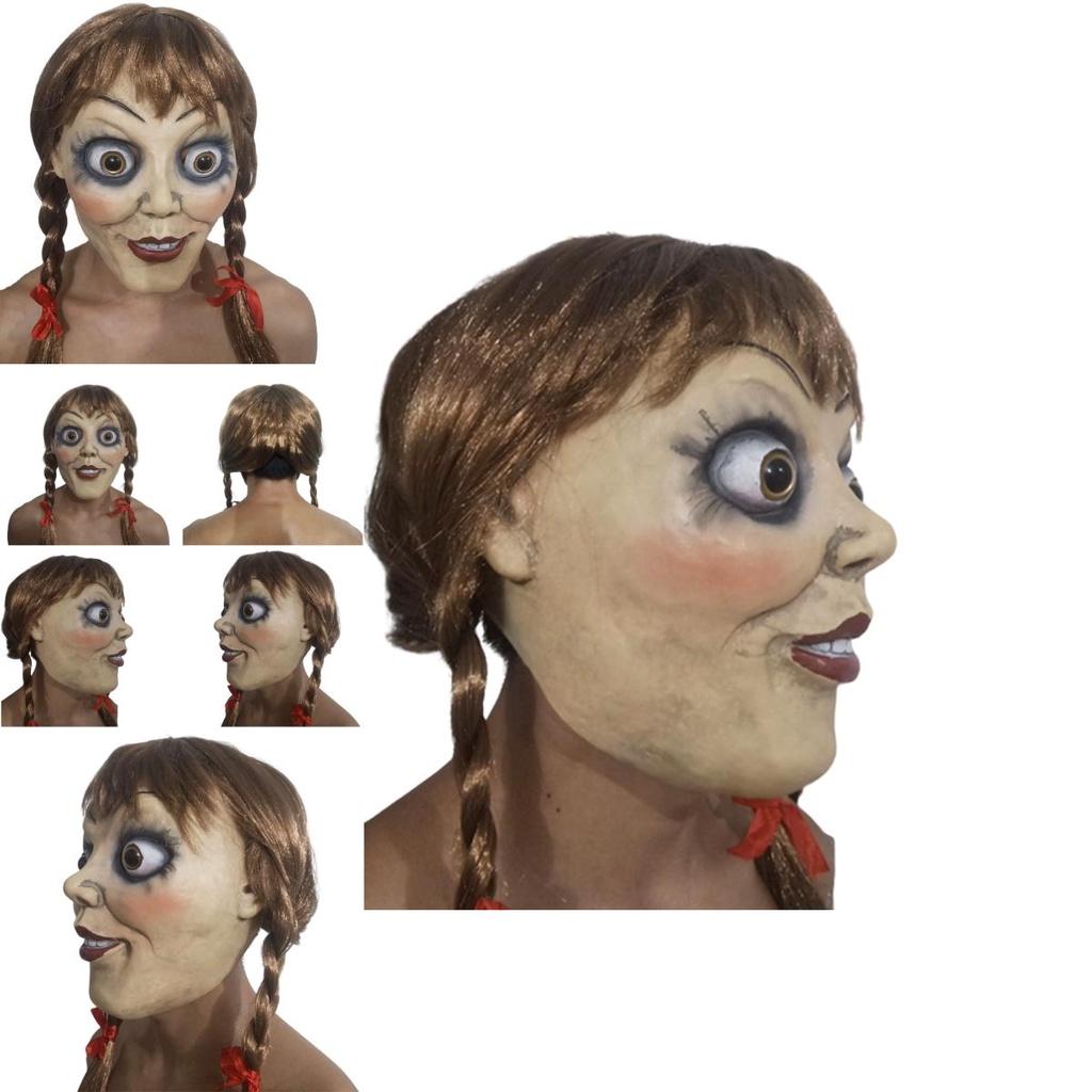 Annabelle Halloween Maske Terror Latex Cosplay Kopfbedeckung Requisiten Gruseliges Kostüm