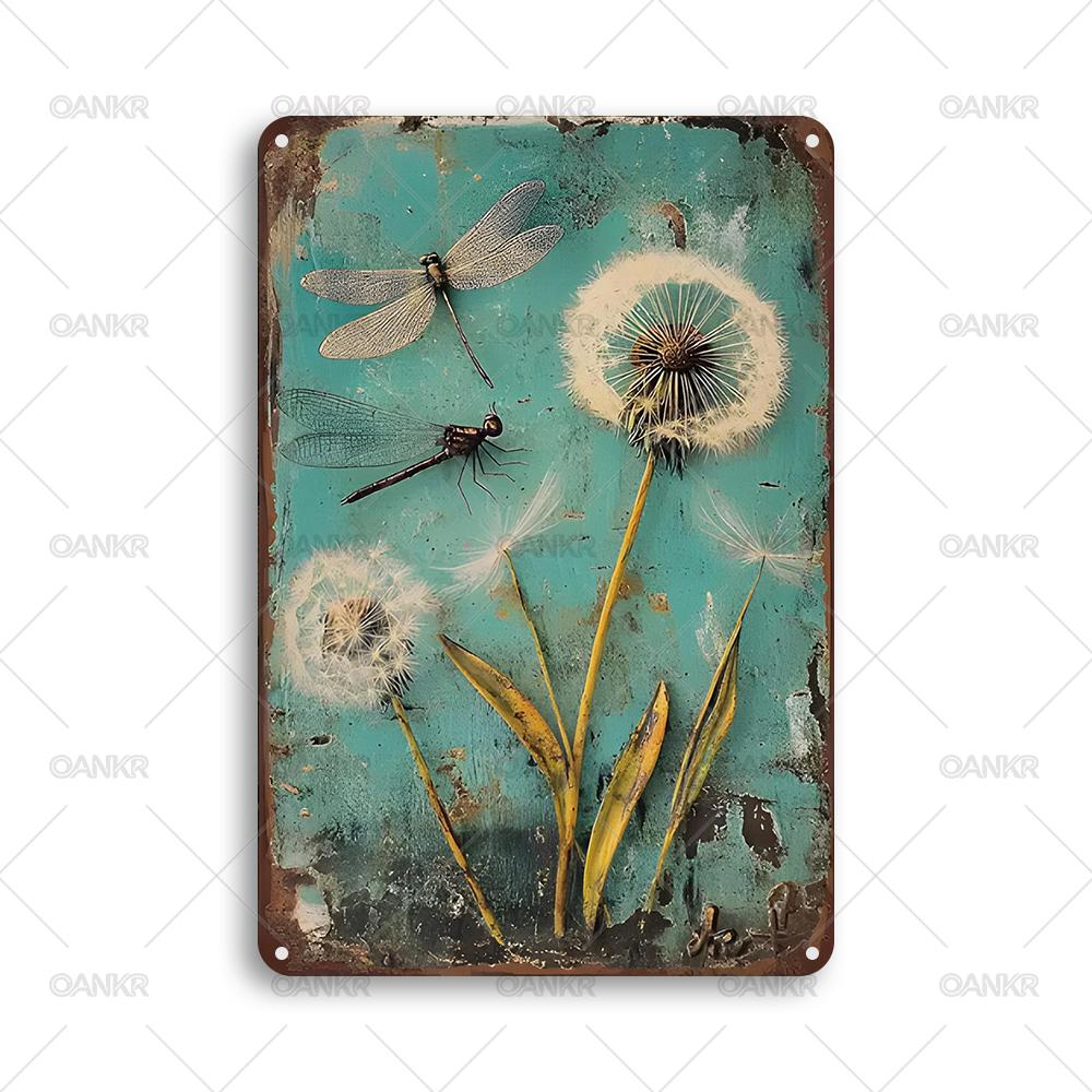 

Vintage Garden Poster Metal Tin Sign Ideal Gift Dandelion Art Print Metal Signs for Backyard Garden Home Wall Decor Plaque 20x30cm（7.8x11.8inch）