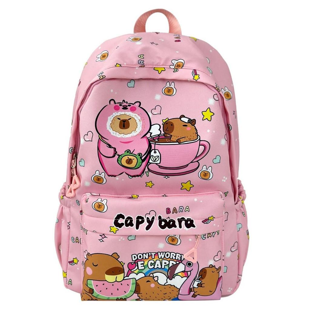 2025 Trendy Capybara Print Backpack: Cute, Fashionable, Versatile Double Shoulder Bag with Large Capacity for Students