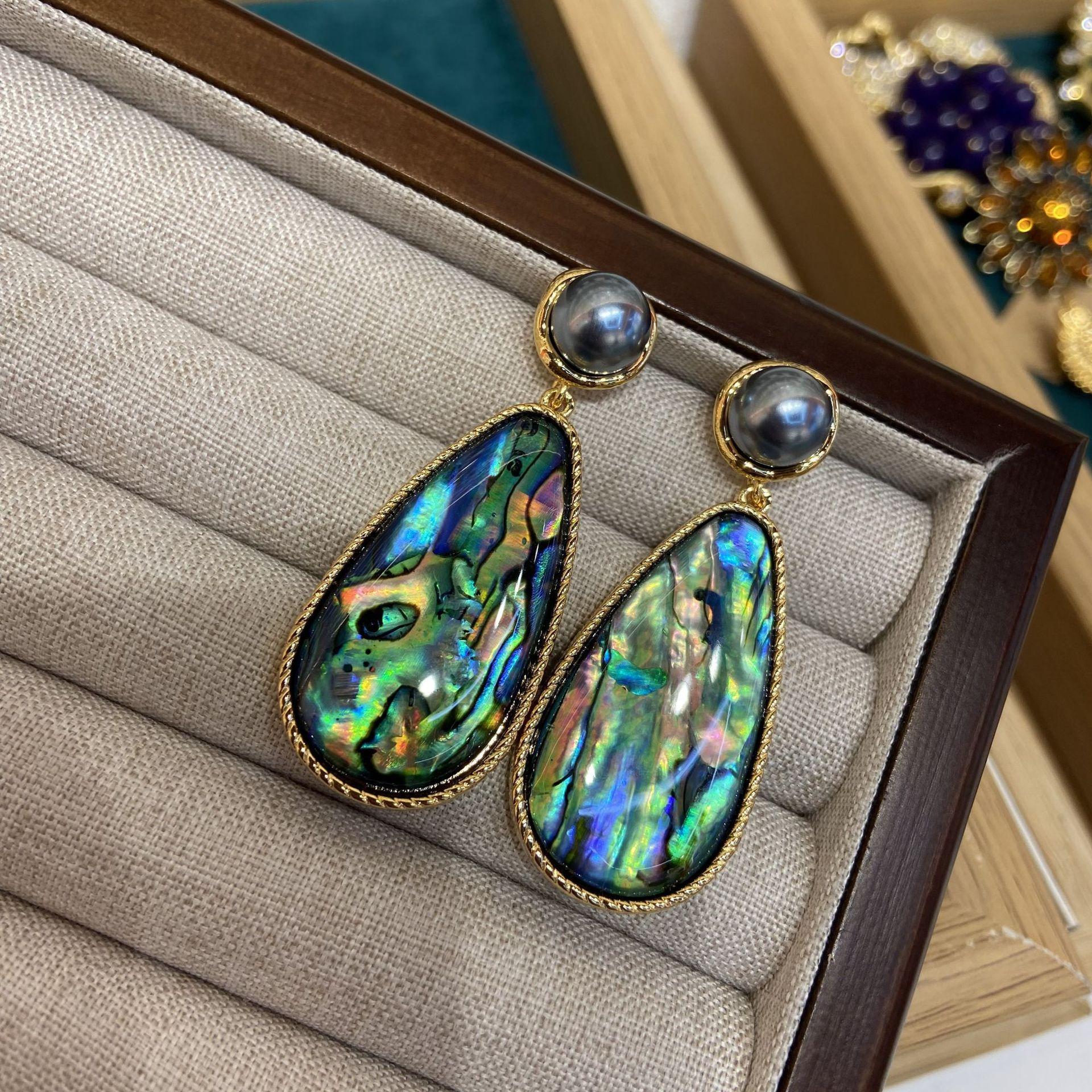 

18k новые китайские серьги-капли с ракушками-абалона Symphony, большие серьги с черным жемчугом, элегантные женские серьги из серебра 925 пробы