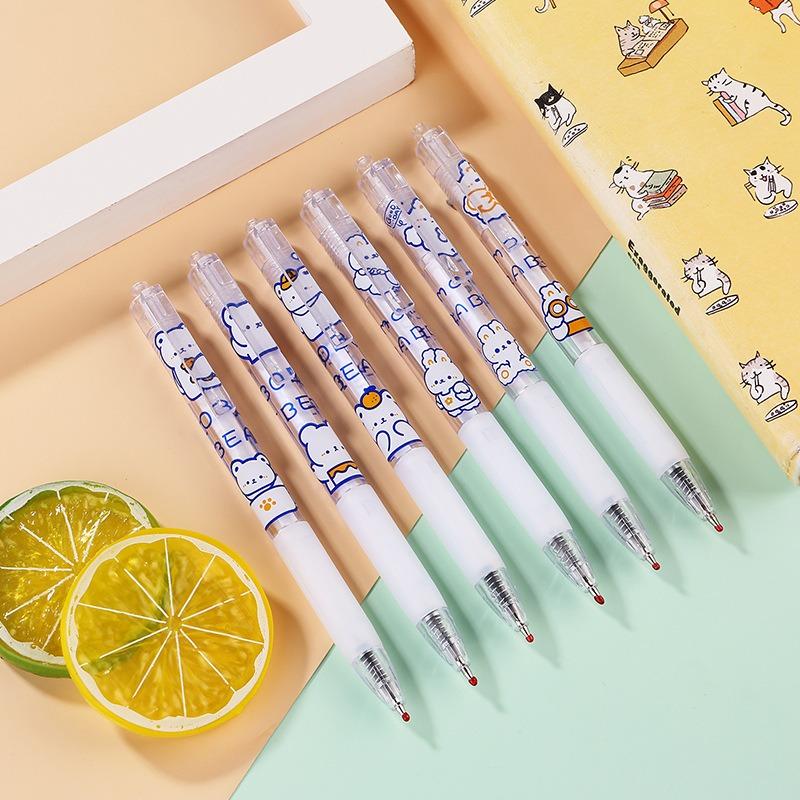 1 Pc Cartoon Bear Press Pen Fluent Writing Suitable for Office Work Brushing Questions, Signing Writing, Diaries, Notes, Student Classroom Prizes, F