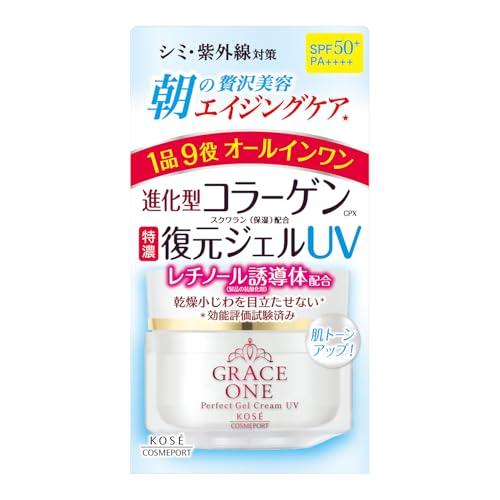 Grace One All-in-One Rich Repair Gel UV SPF50+ PA++++ 100g Collagen Retinol Vitamin C Aging Care Protection Plus Nose Pore Pack Included. KOSE