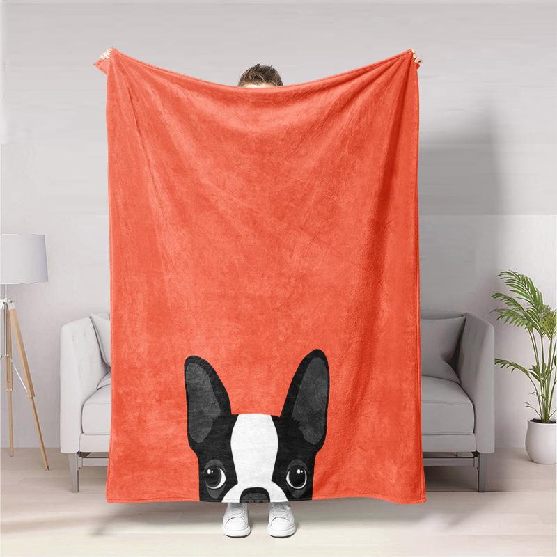 Cute cartoon dog digitalprinted polyester Bedroom velvet flannel soft sofa cover blanket Fleece soft sofa cover blankets