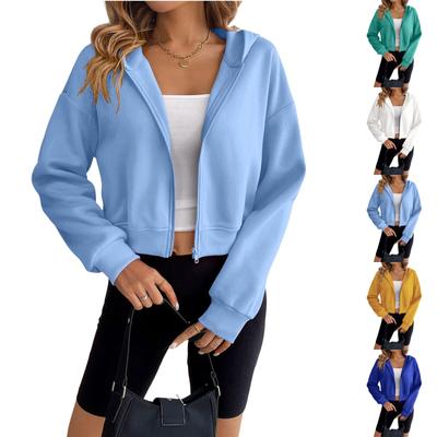 Modna Damska Krótka Bluza Rozpinana z Kapturem Casualowa Damska Bluza Kardigan Bluza z Kapturem