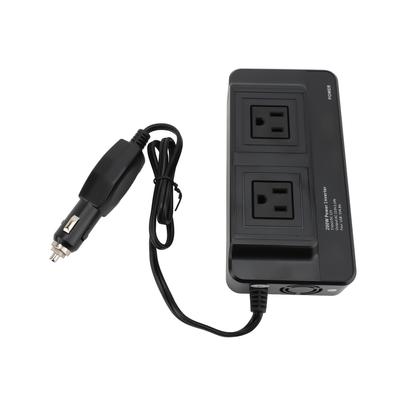 Convertidor de potencia para coche de 200 W con 4 puertos USB, dos salidas y entrada de 12 V CC.