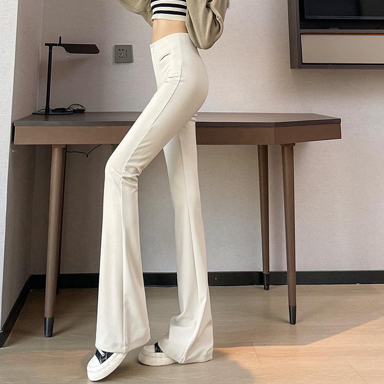 Kalhoty Micro Flare Dámské jarní a podzimní kalhoty s vysokým pasem s tenkým závěsem na ležérní nošení