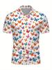 Men's Short Sleeve Polo Shirt with Flat Digital Print Pattern - No Texture