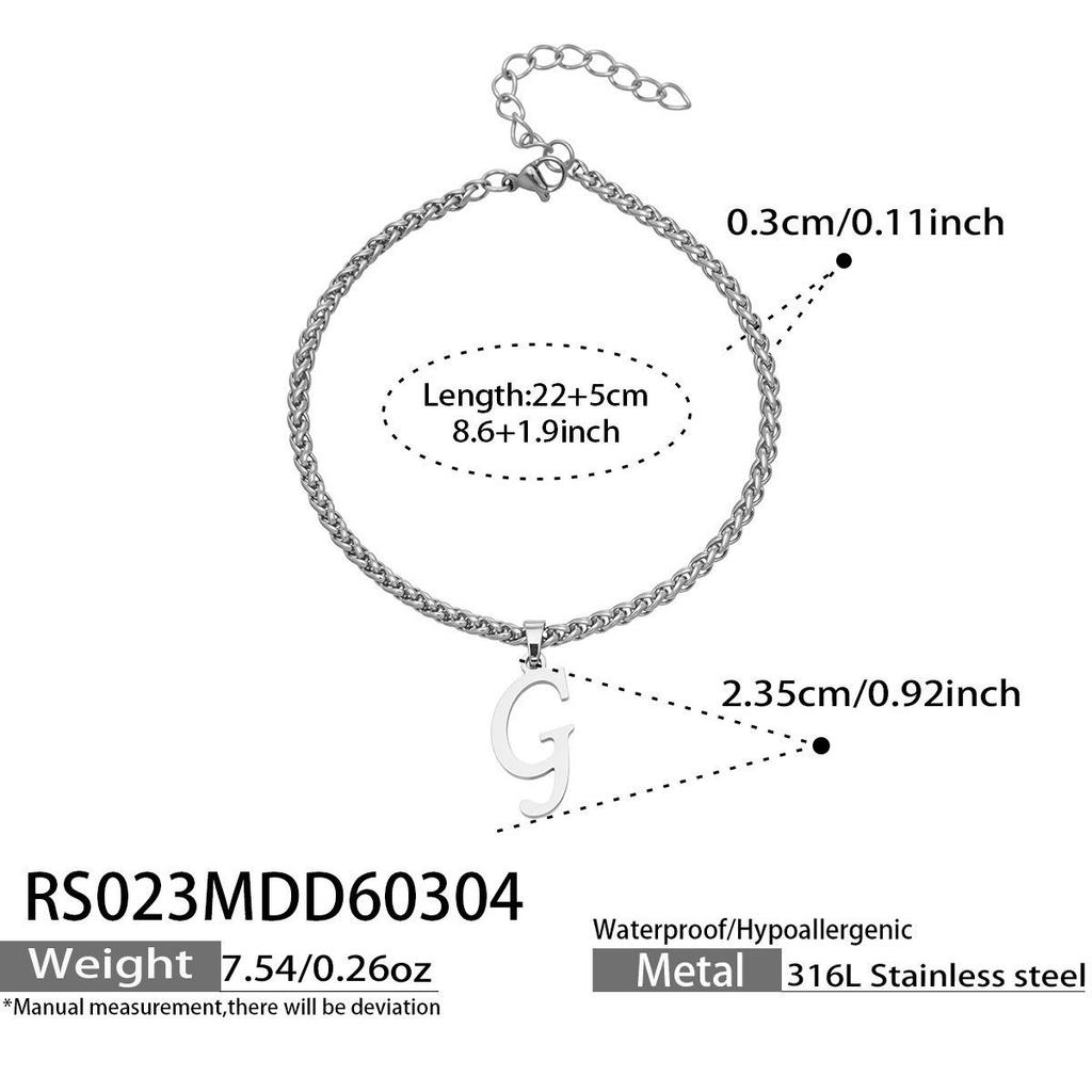 26-Letter Pendant Anklet: Stainless Steel Simple Design Foot Jewelry