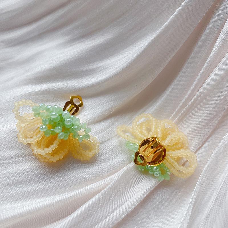 Summer Colorful Fringed Flowers Earring Temperament Elegant Personality Beaded Stud Earrings For Women Jewelry Gift