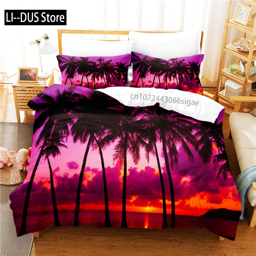 Coconut Tree Beach Bedding Set Duvet Cover Set 3d Bedding Digital Printing Queen Size Bedding Set Fashion Design