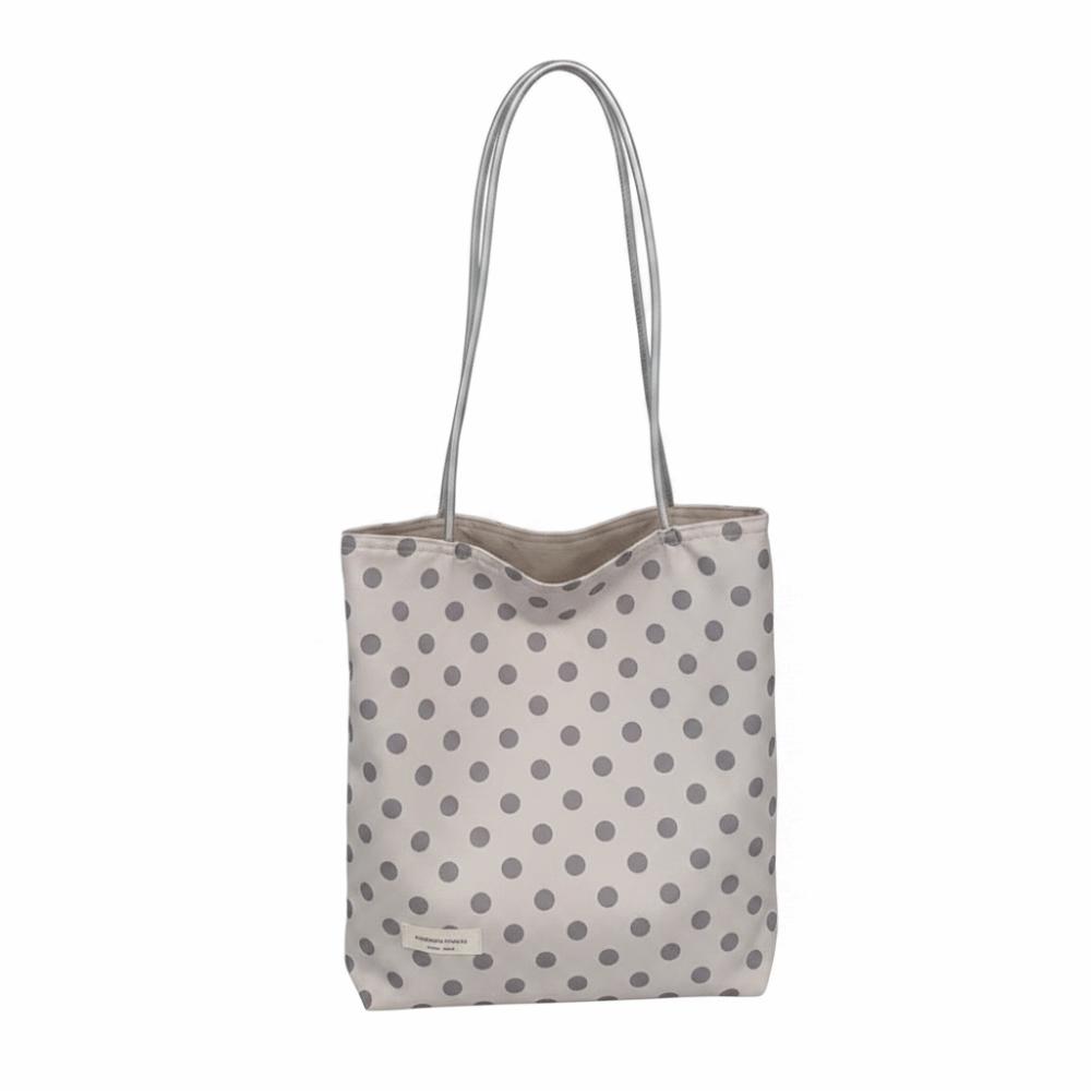 Large Capacity Polka Dot Shoulder Bag Multi-Color Shopping Handbag Drawstring Tote Bag Daily белый