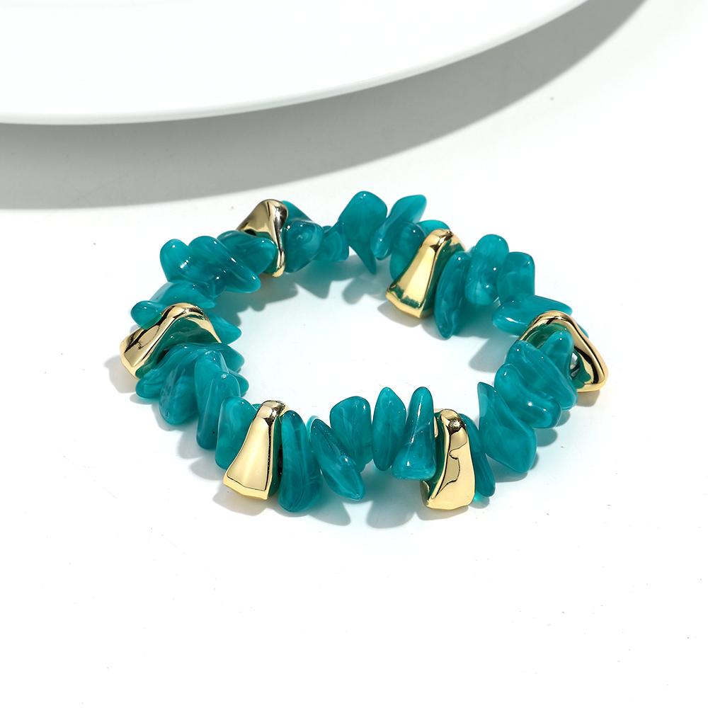 Acrylic Irregular Imitation Crushed Stone Beaded Bracelet for Women Boho Multicolored Strechy Bracelets Vacation Jewelry Gifts
