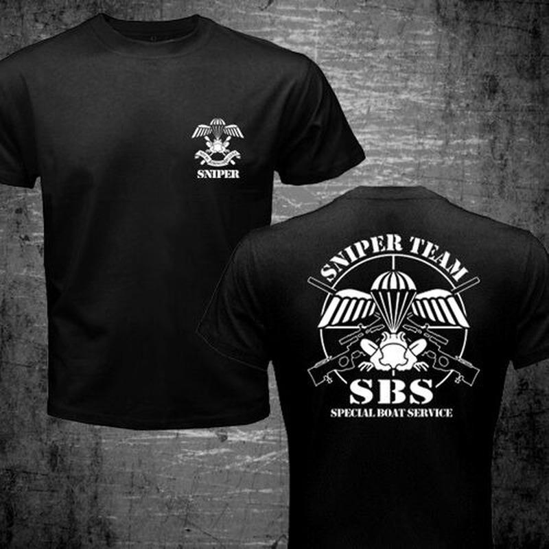 SBS Special Boat Service UK British Army TShirt SAS Special Forces Sniper Black Men TShirt Short Sleeve Casual Cotton Shirt S