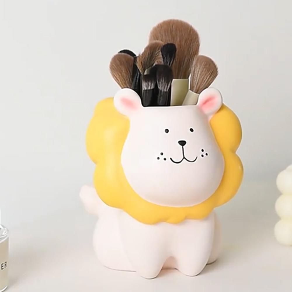 Cream Style Pencil Storage Box Little Lion Stationery Organizer Cartoon Pen Holder  Makeup Brush