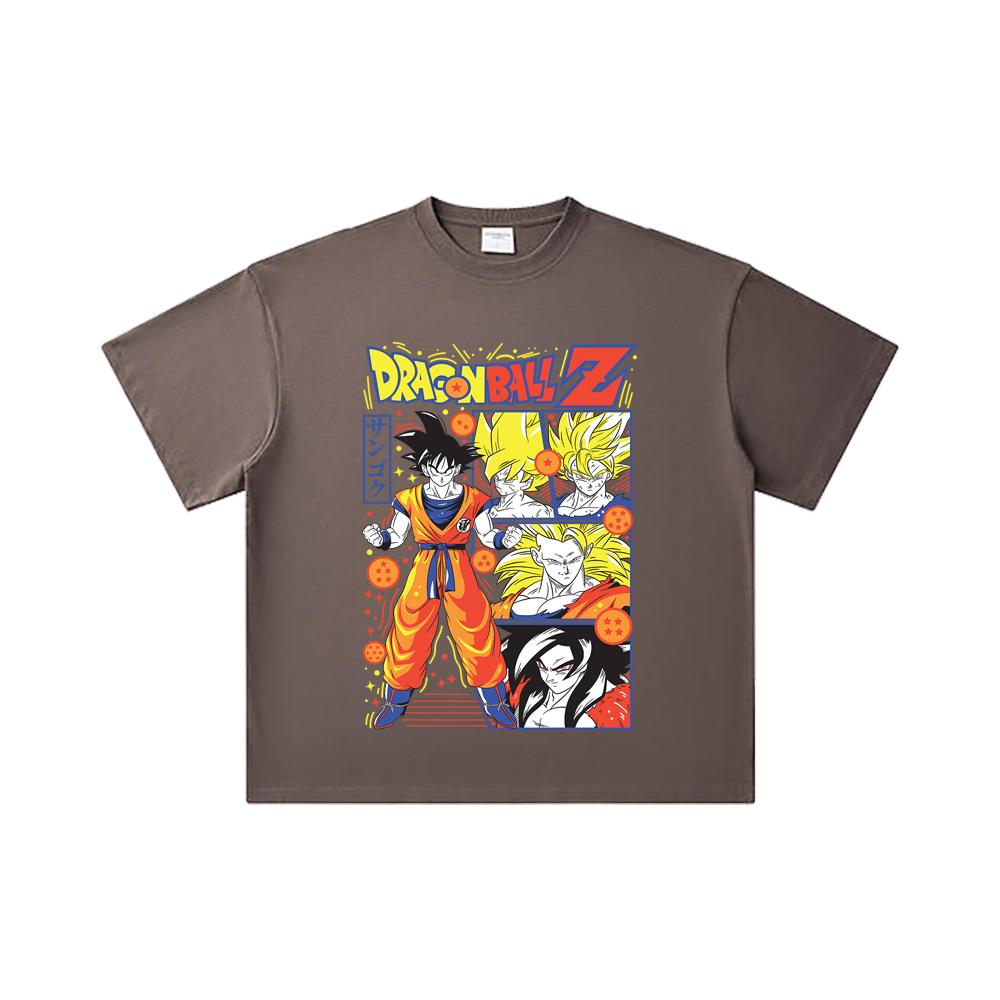 260 GSM Double Yarn 32 Count 100% Cotton Dragon Ball V56 Goku Print Unisex Heavy Cotton T Shirt