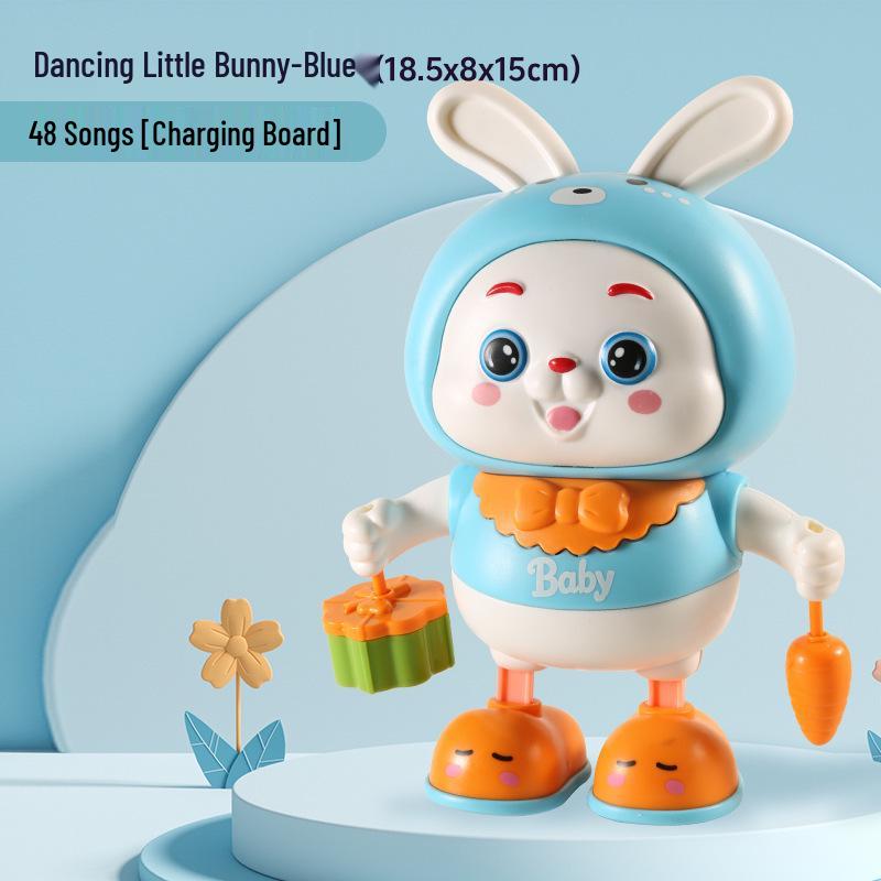 Electric Dancing Rabbit Toy for Babies: Encourages Head Lifting, Rolling, and Crawling with Sound and Movement.