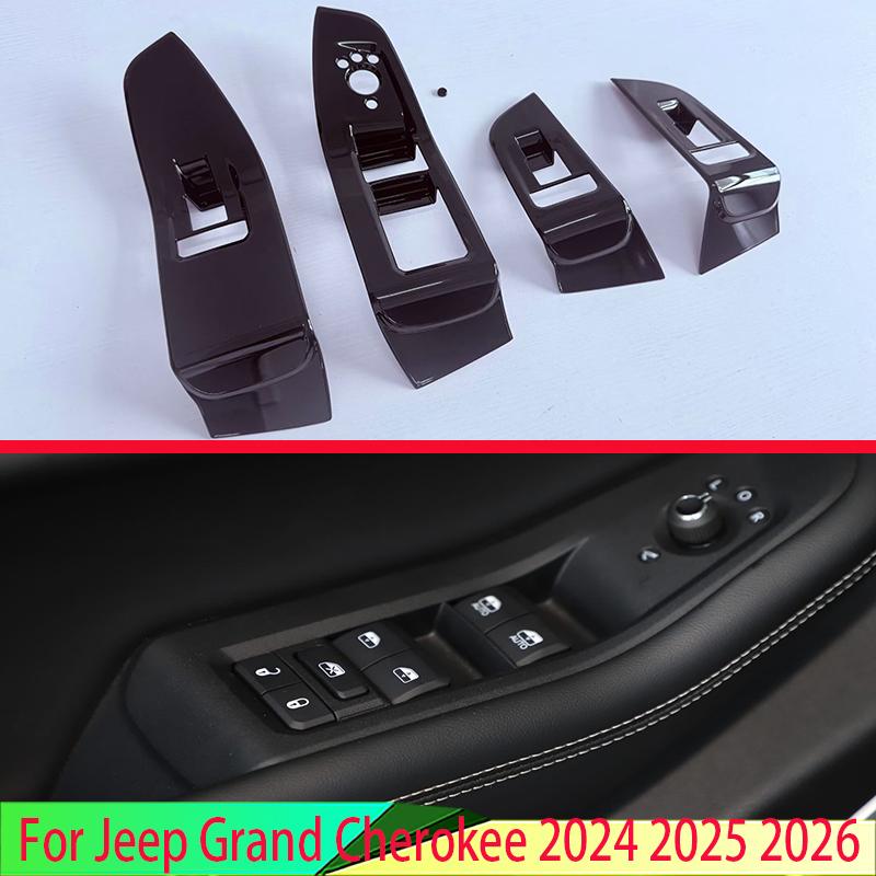 For Jeep Grand Cherokee 2024 2025 2026 Car Accessories ABS Door Window Armrest Cover Switch Panel Trim Molding Garnish